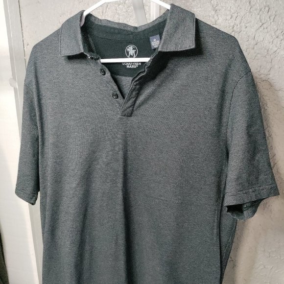 Hart Schaffner Marx Polo Shirt Mens Size XL Horizontal Stripes Gray Black - Picture 1 of 9